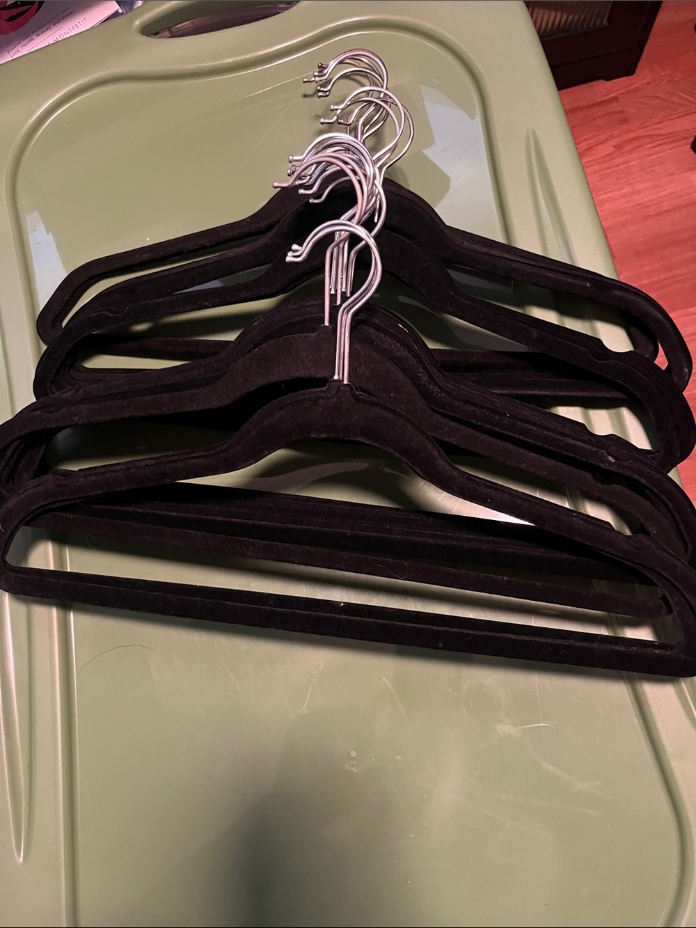 Set of 25 Black Velvet hangers with Silver Hooks